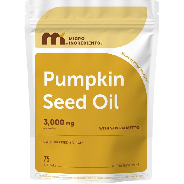 Bolsa de Micro Ingredients Aceite de Semilla de Calabaza con Saw Palmetto de 75 cápsulas blandas