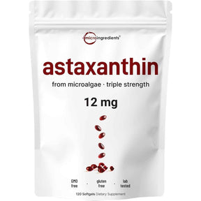 Empaque de suplemento Micro Ingredients Astaxantina 12 mg 120 cápsulas blandas