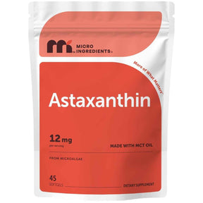 Bolsa frontal de Micro Ingredients astaxantina 12 mg, presentación de 45 cápsulas blandas