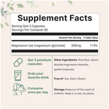Etiqueta Supplement Facts de Micro Ingredients glicinato de magnesio 500 mg