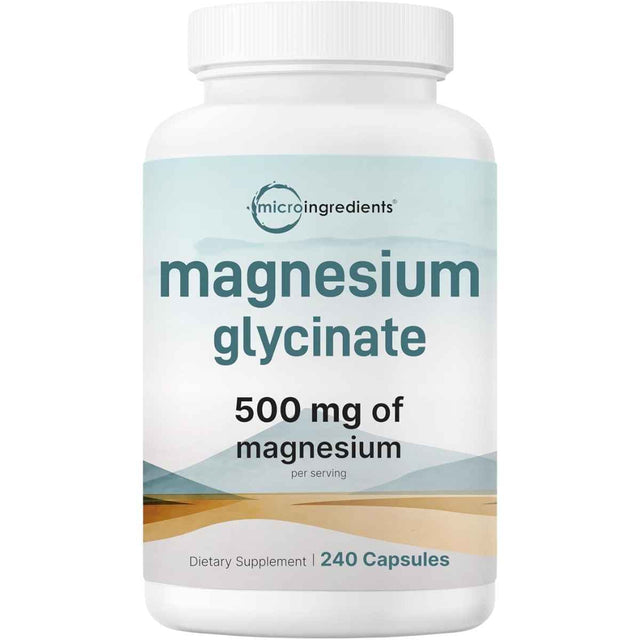 Frasco de Micro Ingredients glicinato de magnesio 500 mg con 240 cápsulas
