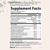 Etiqueta del suplemento Micro Ingredients Liposomal NAD con información de vitaminas, NAD, extractos y cantidades por porción.