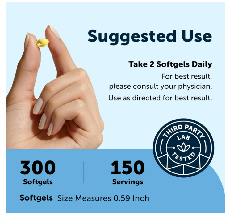 Micro Ingredients Omega 3, modo de uso de 2 cápsulas blandas al día