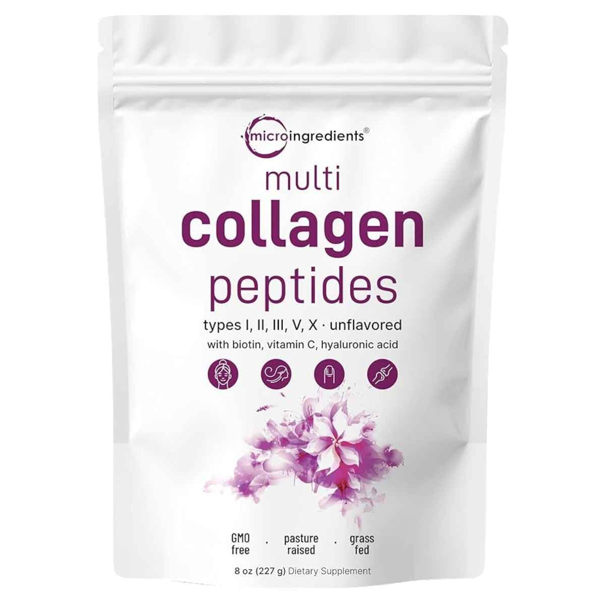MICRO INGREDIENTS péptidos de colágeno múltiple en polvo sin sabor de 227 g