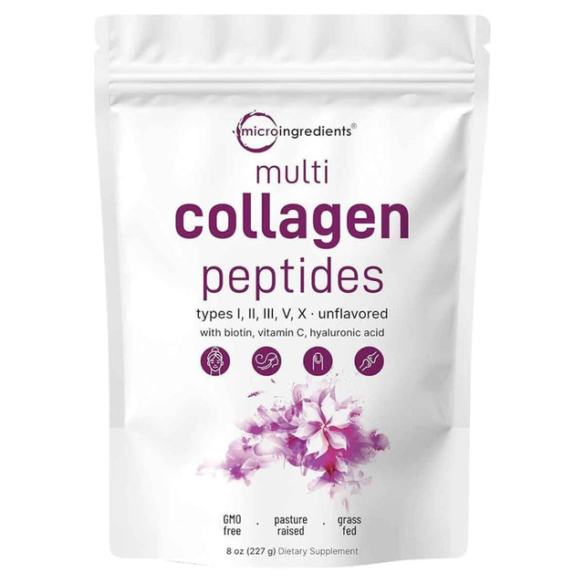 MICRO INGREDIENTS péptidos de colágeno múltiple en polvo sin sabor de 227 g