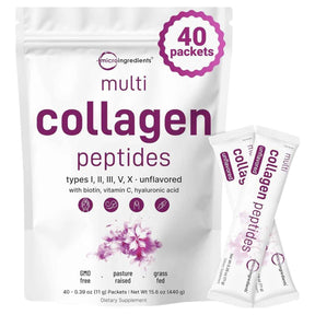 MICRO INGREDIENTS péptidos de colágeno múltiple sin sabor en 40 sobres de 440 g