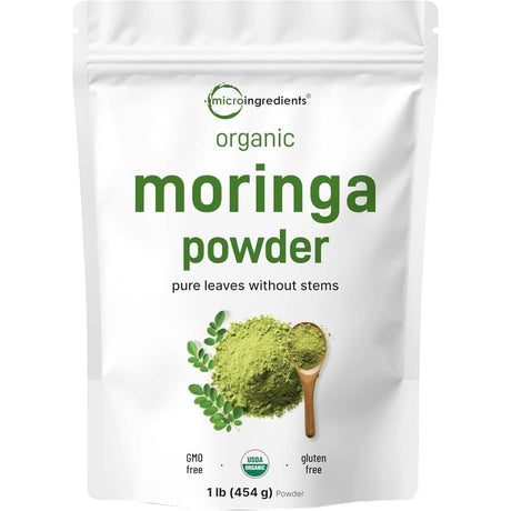 Bolsa de suplemento Micro Ingredients Polvo de Moringa Orgánica 1 lb