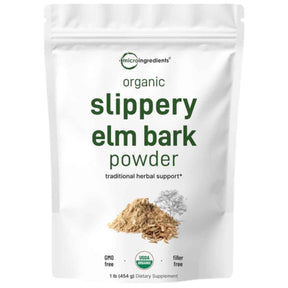 Bolsa de suplemento Micro Ingredients Polvo Orgánico de Corteza de Olmo Resbaladizo 1 lb (454 g)