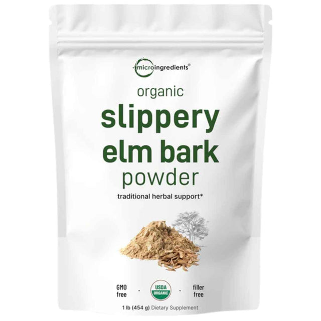 Bolsa de suplemento Micro Ingredients Polvo Orgánico de Corteza de Olmo Resbaladizo 1 lb (454 g)