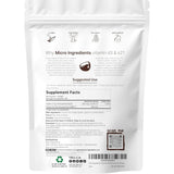 Tabla nutricional del suplemento Micro Ingredients Vitamina D3 y K2 300 cápsulas blandas
