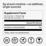 Tabla nutricional del suplemento Momentous Creatina 15 sobres