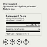 Tabla nutricional del suplemento Momentous Creatina 30 servicios