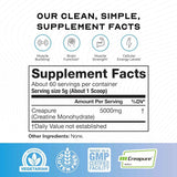 Tabla nutricional del suplemento Muscle Feast Monohidrato de Creatina 300g