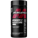 Frasco frontal de MuscleTech Hydroxycut Hardcore Elite, presentación de 100 cápsulas.