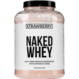 Frasco frontal de Naked Whey sabor fresa, presentación de 5 lb