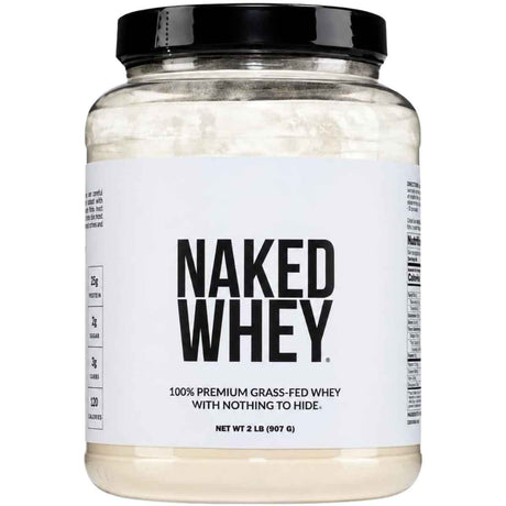 Frasco frontal de Naked Whey sin sabor, presentación de 2 lb