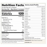 Tabla nutricional de Naked Whey sin sabor, presentación de 5 lb