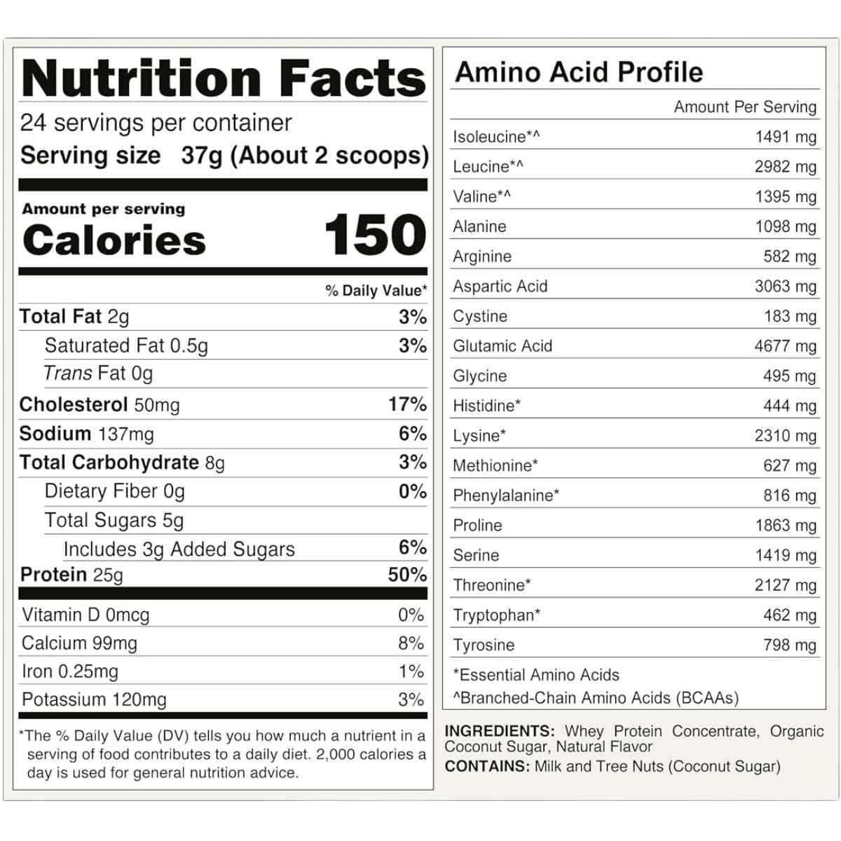 Tabla nutricional de Naked Whey sabor vainilla, presentación de 2 lb