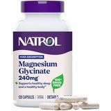 Frasco de suplemento Natrol Glicinato de Magnesio 120 cápsulas
