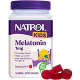 Frasco de suplemento Natrol Melatonina para Niños Frambuesa 1 mg 140 gomitas