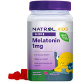 Frasco de suplemento Natrol Melatonina para Niños Frambuesa 1 mg 180 omitas