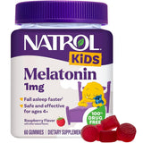Frasco de suplemento Natrol Melatonina para Niños Frambuesa 1 mg    60 gomitas