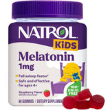 Frasco de suplemento Natrol Melatonina para Niños Frambuesa 1 mg 90 gomitas
