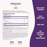 Tabla nutricional del suplemento Natrol Melatonina para Niños Frambuesa 1 mg 140 gomitas