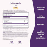 Tabla nutricional del suplemento Natrol Melatonina para Niños Frambuesa 1 mg 90 gomitas