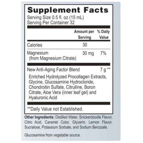 Tabla de información del suplemento de Natural Energy Vital ProCollagen