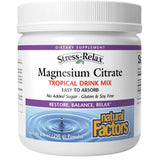 Frasco de suplemento Natural Factors Citrato de Magnesio en Polvo sabor Tropical 250 g