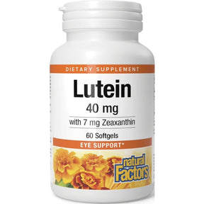 Frasco de suplemento Natural Factors Luteína con Zeaxantina 60 cápsulas blandas
