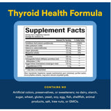 Información del suplemento de Natural Factors Thyroid Health Formula con ingredientes y cantidades por porción.