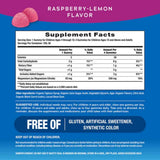 Tabla nutricional del suplemento Natural Vitality Calm Citrato de Magnesio sabor Frambuesa-Limón 120 gomitas