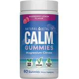 Frasco de suplemento Natural Vitality Calm Citrato de Magnesio sabor Frambuesa-Limón 60 gomitas