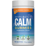 Frasco de suplemento Natural Vitality Calm Citrato de Magnesio sabor Naranja 60 gomitas