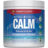 Frasco frontal de Natural Vitality CALM magnesio sabor cereza de 8 oz