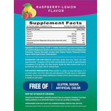 Información del suplemento de Natural Vitality CALM Plus Calcium sabor frambuesa y limón, presentación de 453 g.