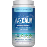 Frasco frontal de Natural Vitality MAXCALM magnesio sin sabor de 16 oz