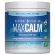 Frasco frontal de Natural Vitality MAXCALM magnesio sin sabor de 8 oz