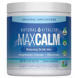 Frasco frontal de Natural Vitality MAXCALM magnesio sin sabor de 8 oz