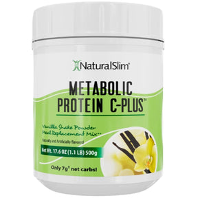Frasco de suplemento NaturalSlim Metabolic Protein C-Plus Vainilla 1.1 lbs