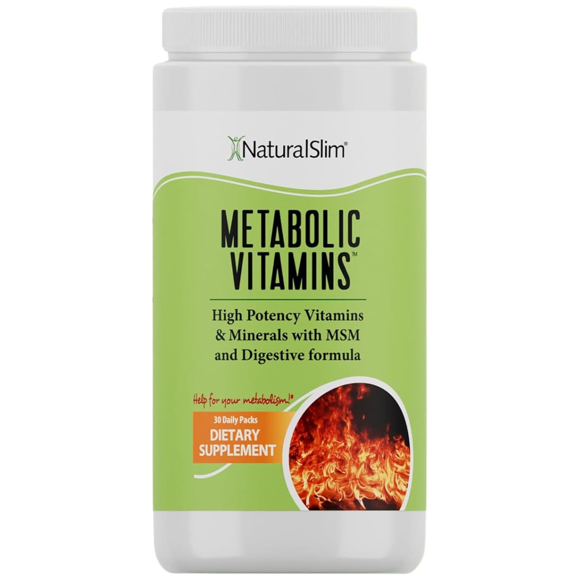 Frasco de suplemento NaturalSlim Metabolic Vitamins 30 paquetes