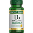Frasco de suplemento Nature's Bounty Vitamina D3 10,000 UI 72 cápsulas blandas
