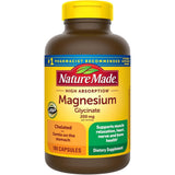 Frasco frontal de Nature Made bisglicinato de magnesio con 180 cápsulas