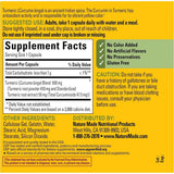 Tabla nutricional del suplemento Nature Made Cúrcuma 500 mg 120 cápsulas