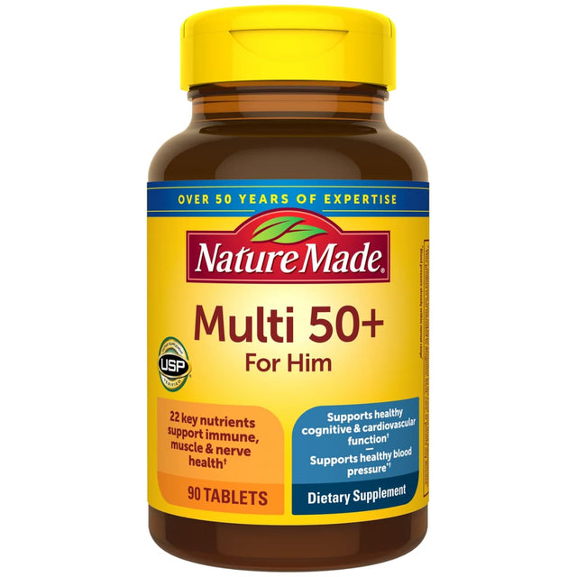 Frasco de suplemento Nature Made Multivitamínico para Hombre 50+ 90 Tabletas
