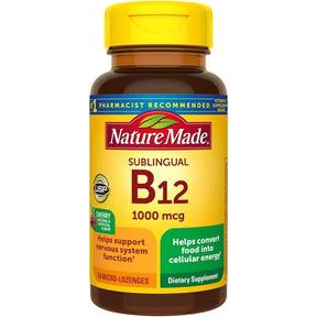 Frasco de suplemento Nature Made Vitamina B12 Cereza 50 pastillas