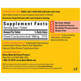 Tabla nutricional del suplemento Nature Made Vitamina C 100 tabletas