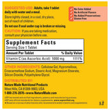 Tabla nutricional del suplemento Nature Made Vitamina C 300 tabletas